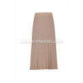 Women's Knitted Elastic Waist Rib Pleated Lady Skirt